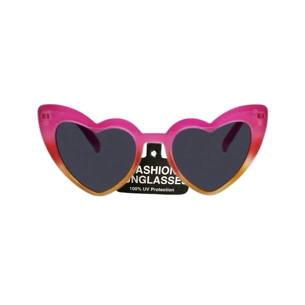 Heart Shaped Full Rim Pink Orange Yellow Frame Sunglasses